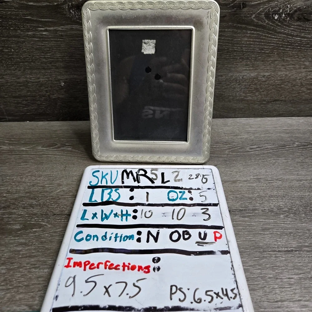 Silver Tone Metallic Brushed Braided Border Picture Frame 6.5